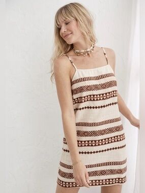 Aerie 100% Cotton Tribal‑Print Mini Dress – Size Small, NWT ($65 Retail)